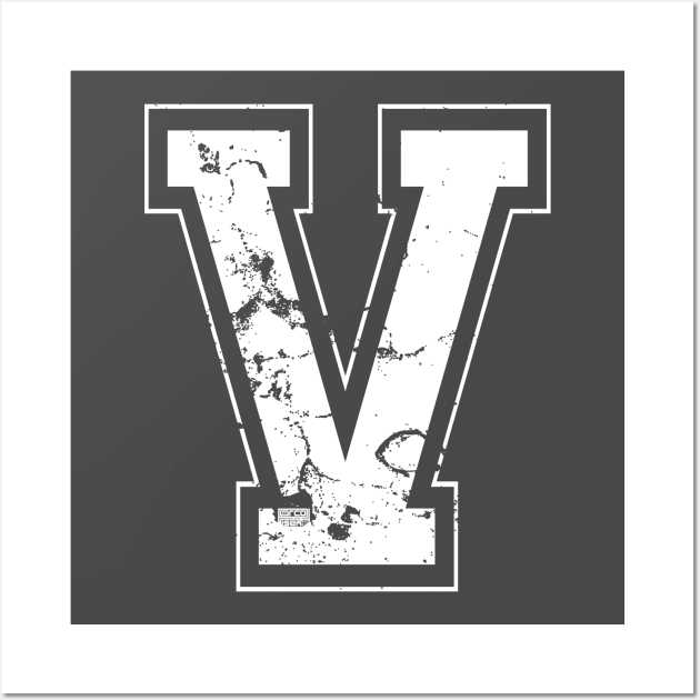 Initial Letter V White Jersey Sports Athletic Player Wall Art by porcodiseno